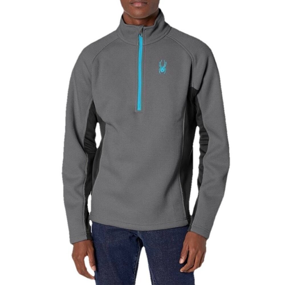 Spyder Men's Sz XL Outbound Half-Zip Sweatshirt Polar/Black/Electric Blue 199306